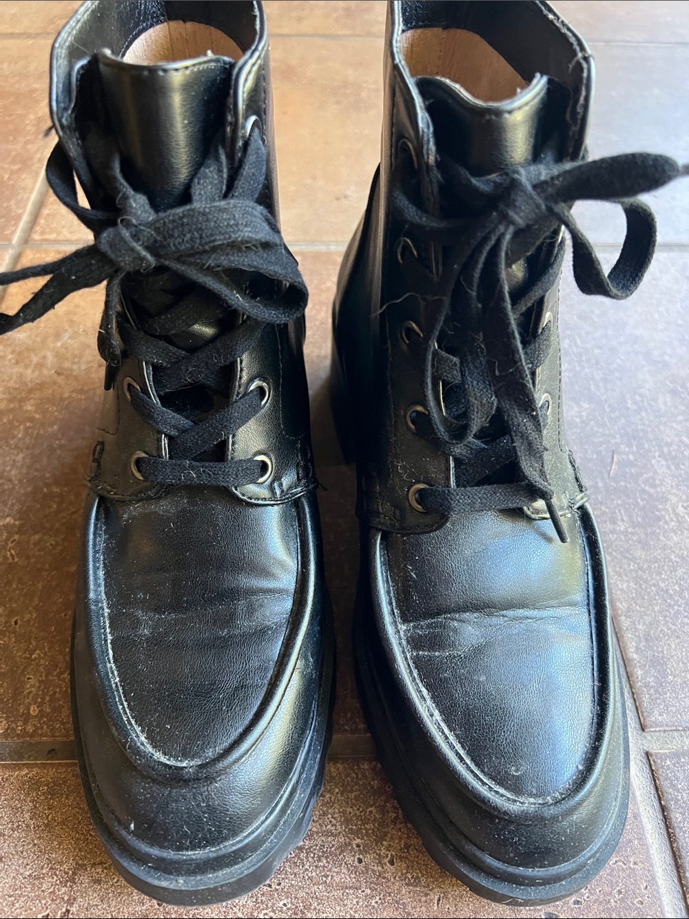 Women’s Black Leather Lace-Up Boots - Classic Combat Style